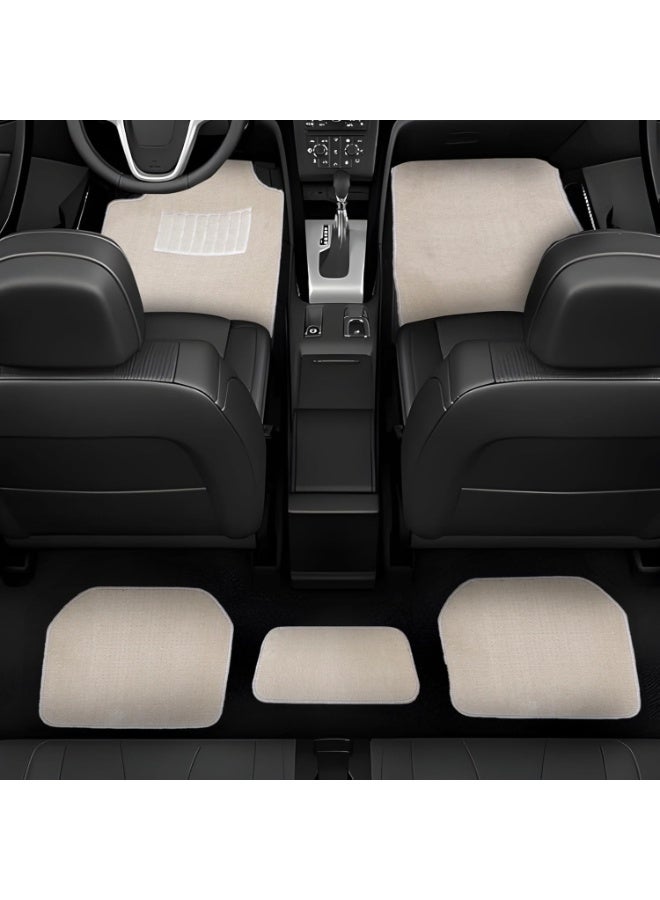 HERIOS Universal Car Floor Mats Set, beige, 5 Piece, Heavy Duty Waterproof Non Slip, All Season Interior Protection for SUV and Sedan, car mat, car floor mat, car accessories (BEIGE) - Image 3